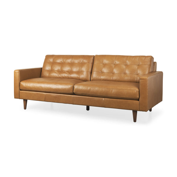 88" Brown Leather Sofa-0