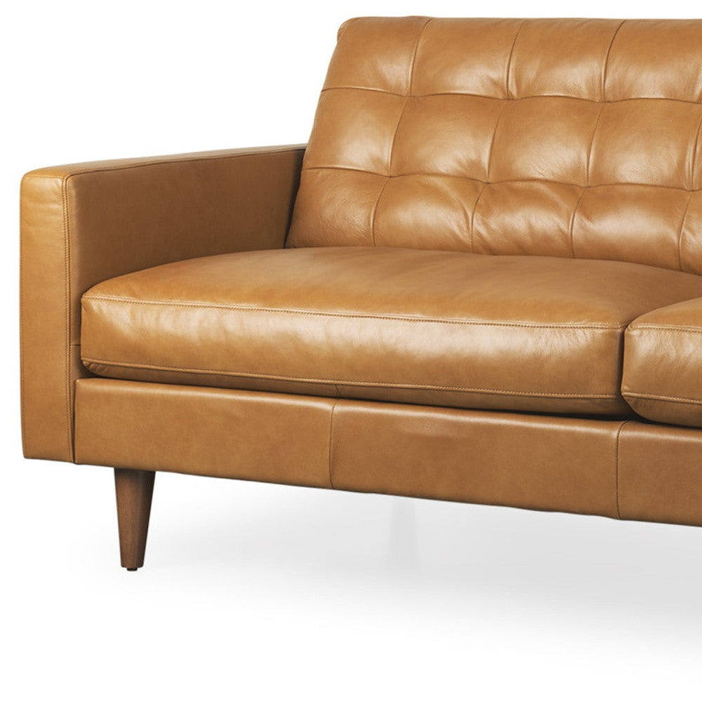 88" Brown Leather Sofa-3
