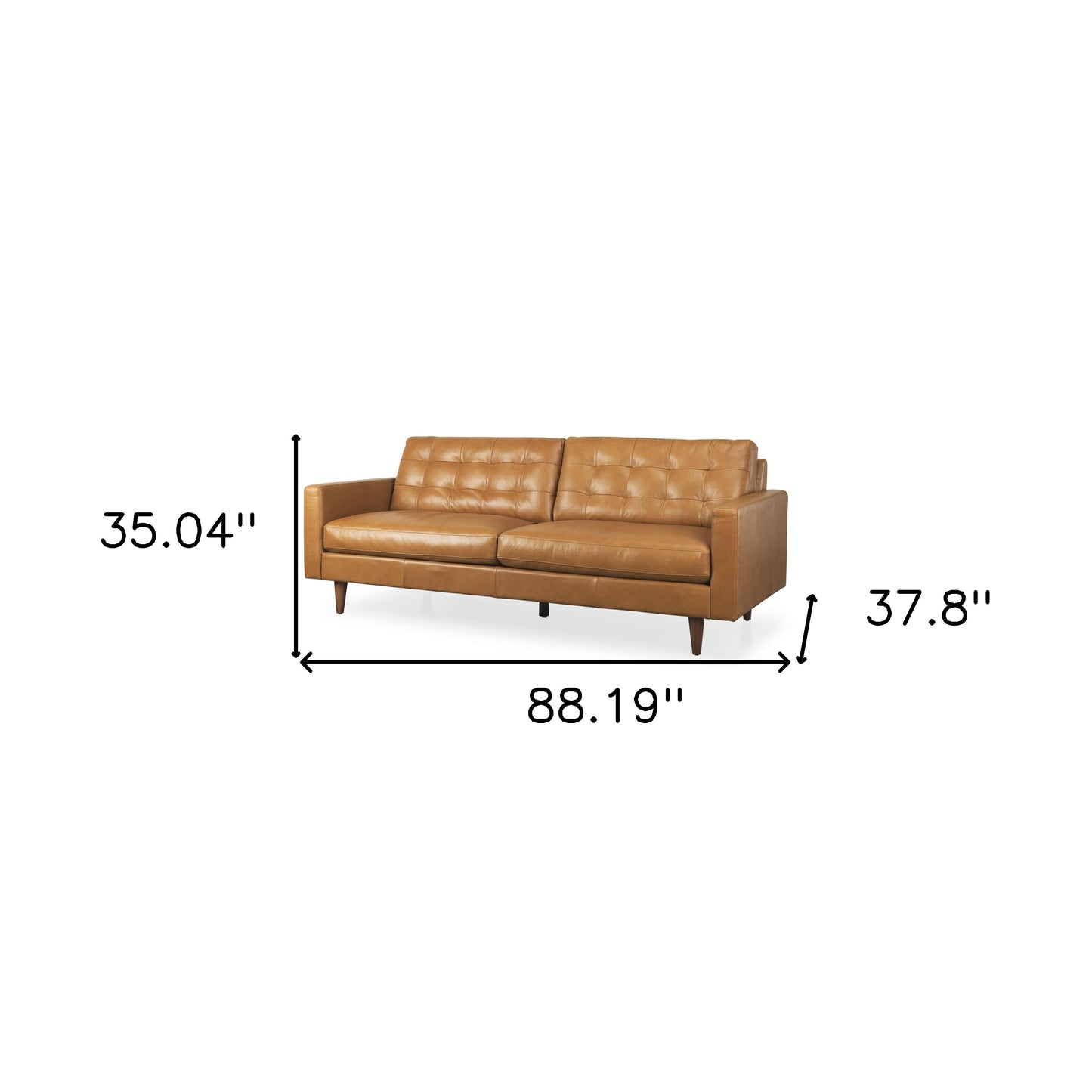 88" Brown Leather Sofa-4
