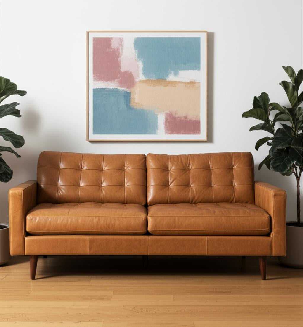 88" Brown Leather Sofa-1