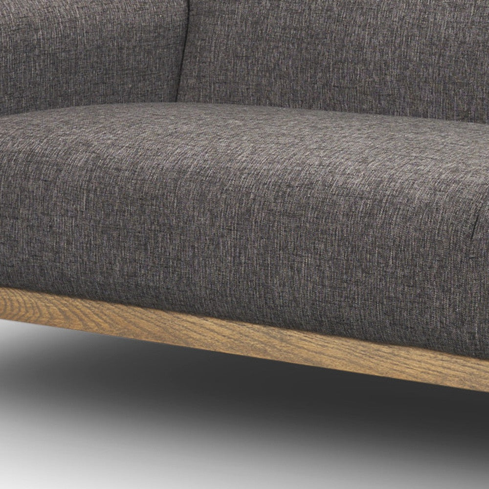 90" Gray Fabric Sofa With Brown Legs-2