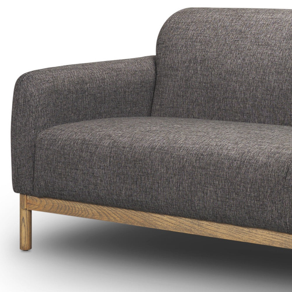 90" Gray Fabric Sofa With Brown Legs-3