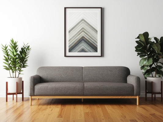 90" Gray Fabric Sofa With Brown Legs-0