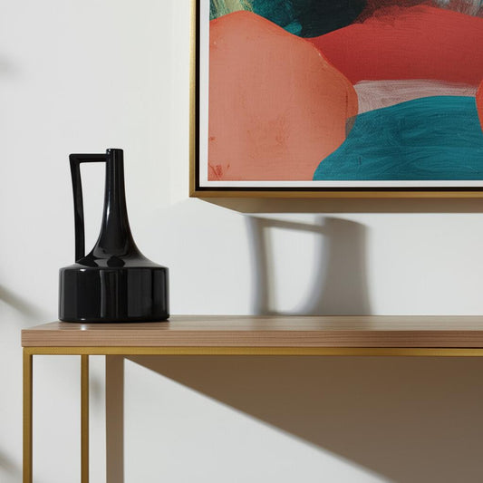 10" Black Ceramic Jug Vase - Loft&Timber