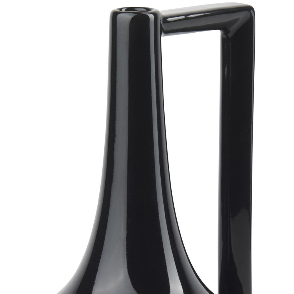 12" Black Ceramic Jug Vase - Loft&Timber