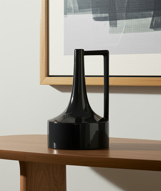 12" Black Ceramic Jug Vase - Loft&Timber