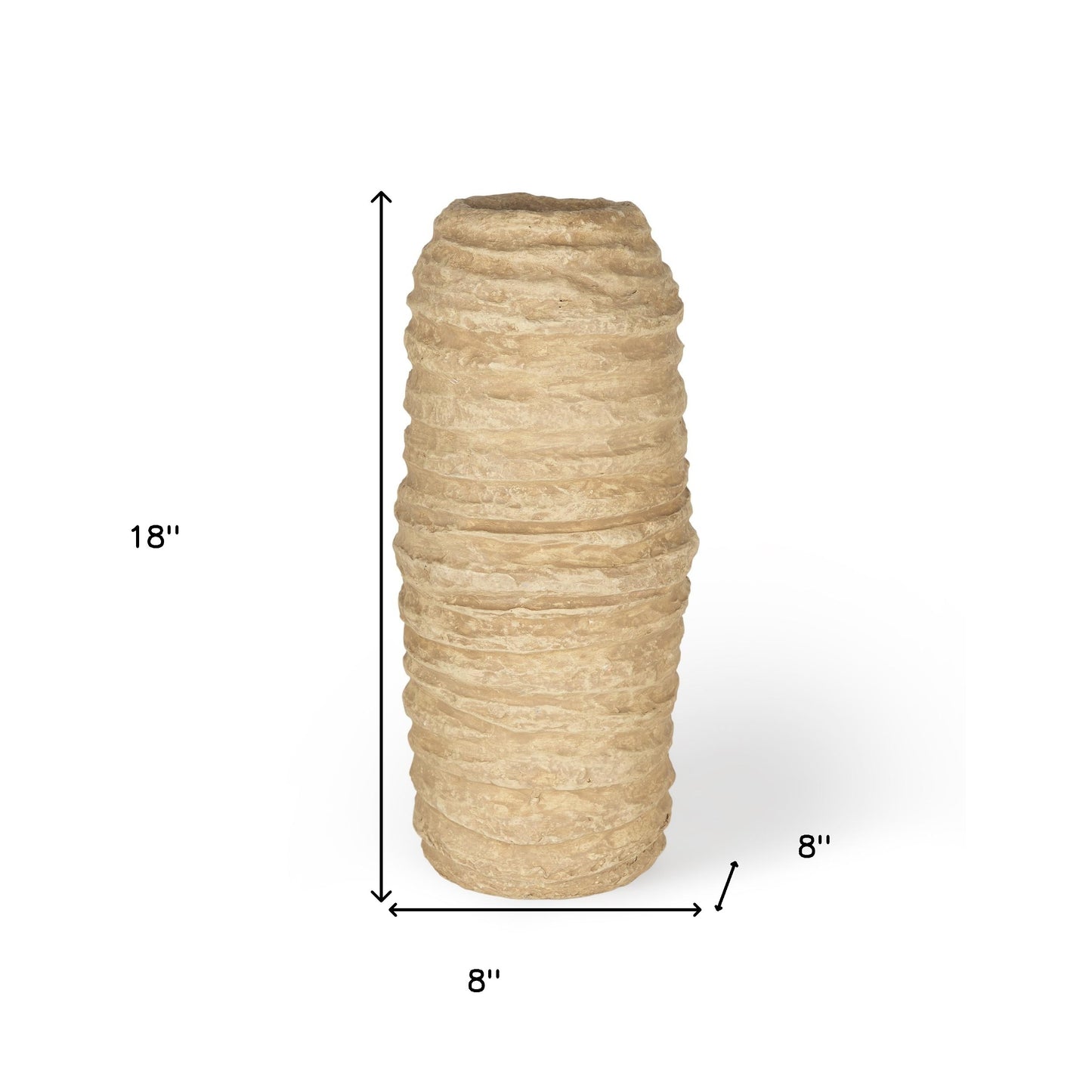 18" Beige Paper Mache Table Vase - Loft&Timber