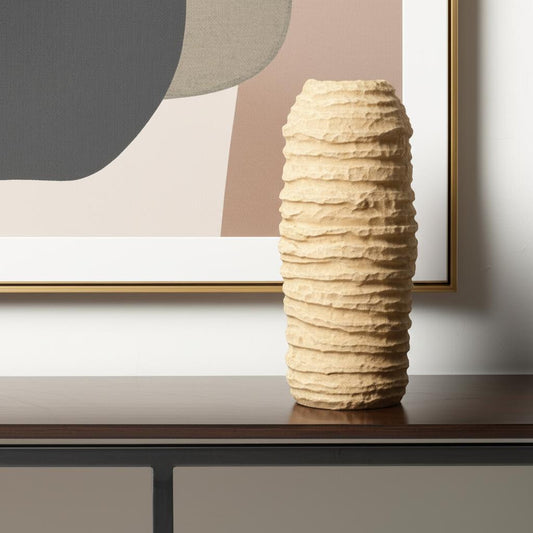18" Beige Paper Mache Table Vase - Loft&Timber