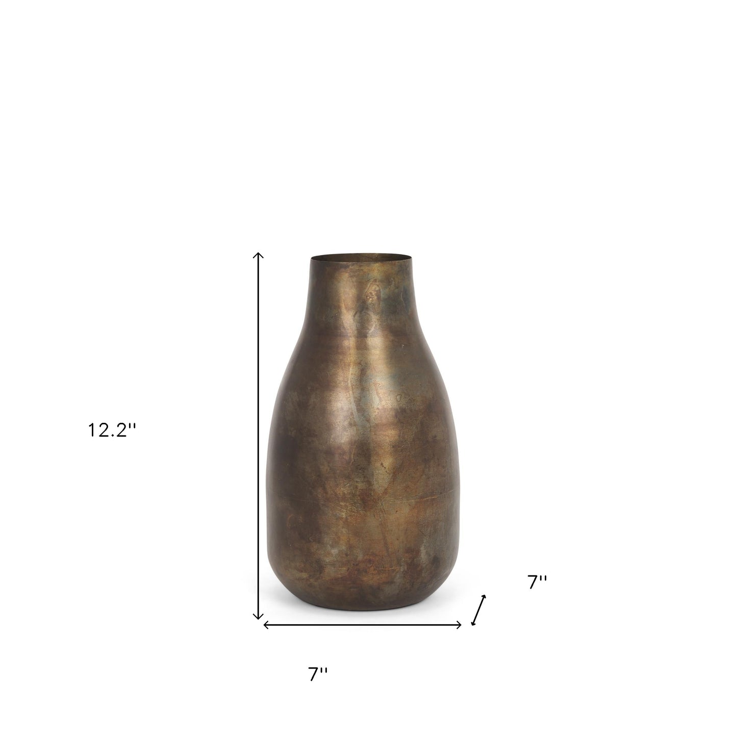 12" Antiqued Gold Metal Table Vase - Loft&Timber