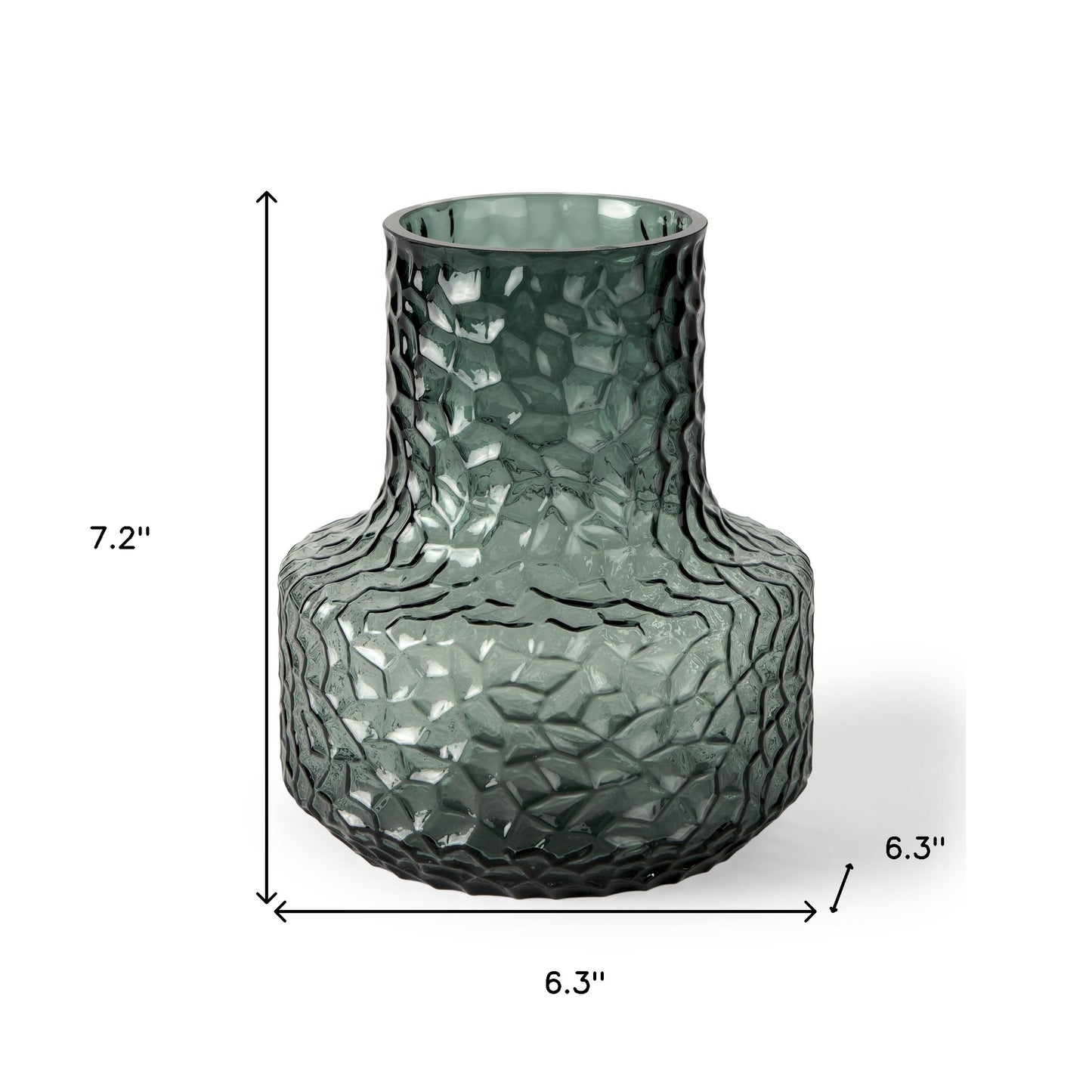 7" Green Faceted Glass Table Vase - Loft&Timber