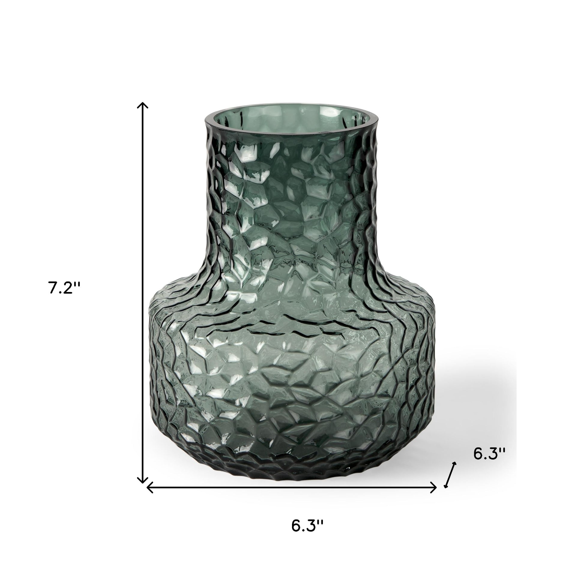 7" Green Faceted Glass Table Vase - Loft&Timber
