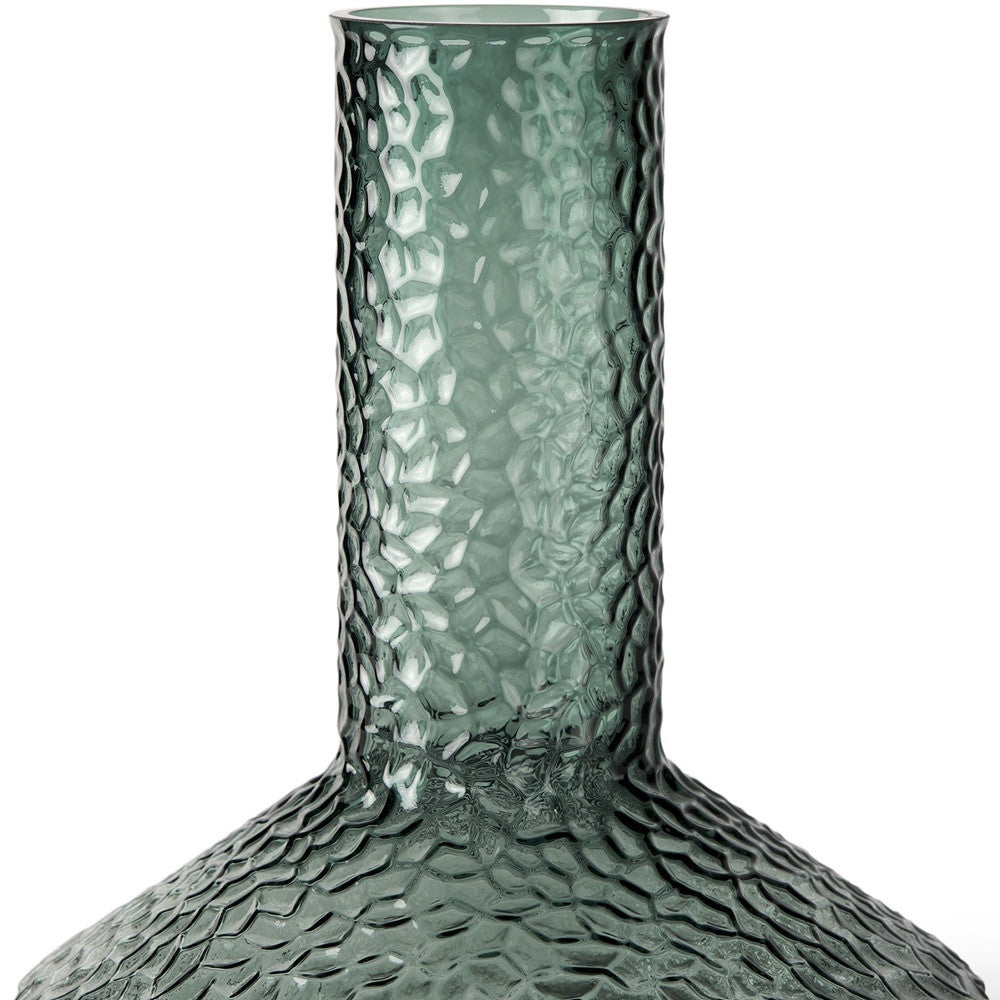 12" Green Faceted Glass Table Vase - Loft&Timber