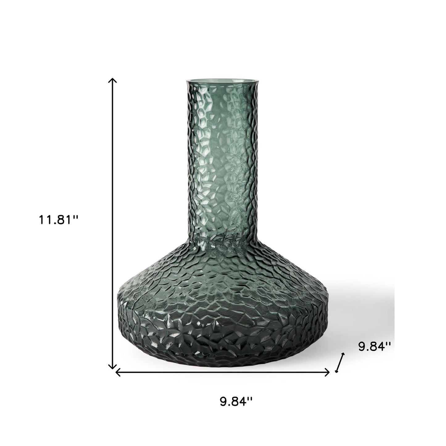 12" Green Faceted Glass Table Vase - Loft&Timber