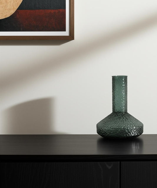 12" Green Faceted Glass Table Vase - Loft&Timber