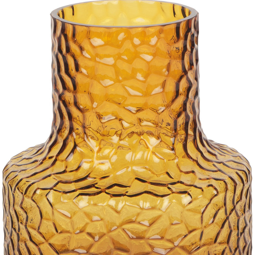 7" Amber Glass Faceted Table Vase - Loft&Timber