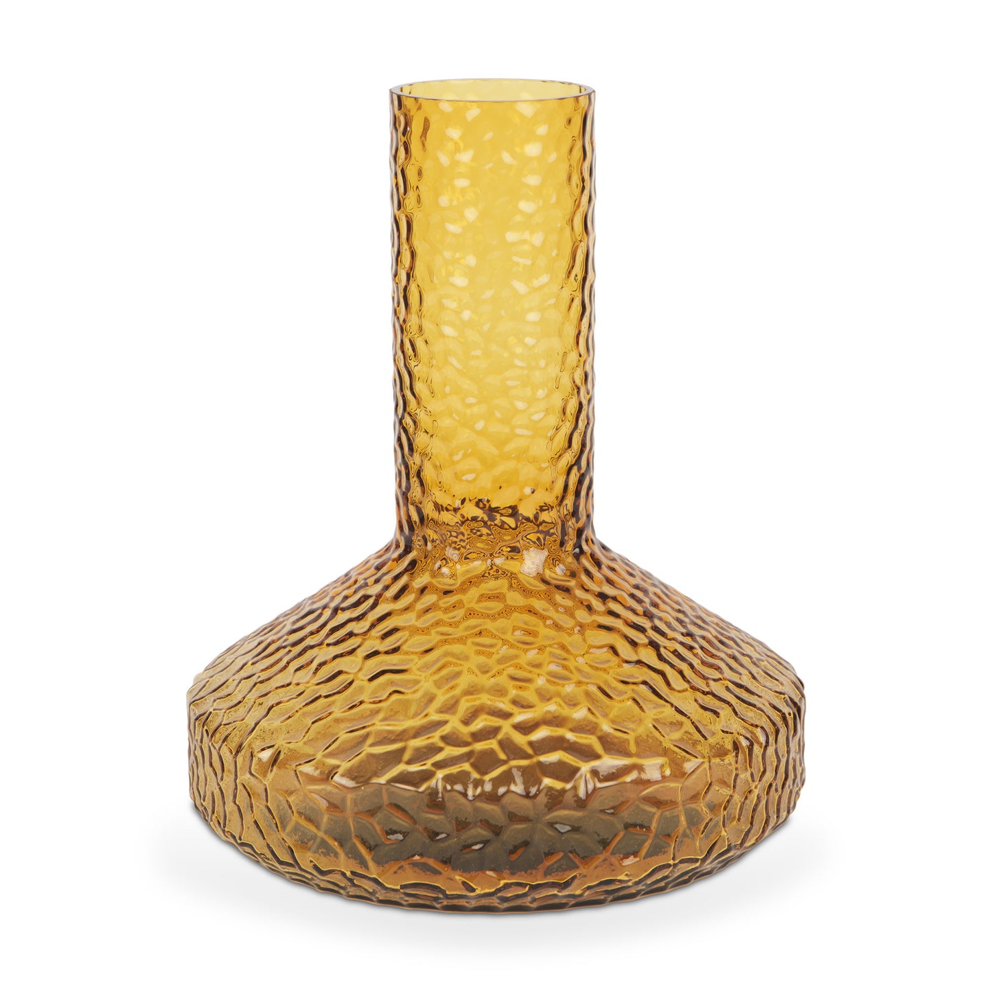 12" Amber Glass Faceted Table Vase - Loft&Timber
