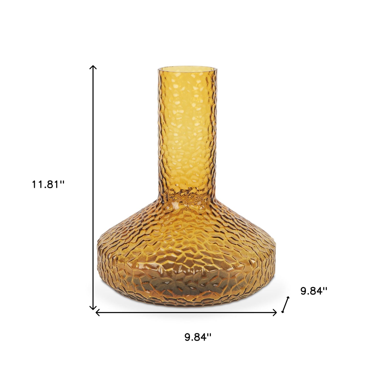 12" Amber Glass Faceted Table Vase - Loft&Timber