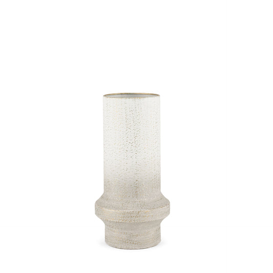 13" Beige Cylinder Metal Table Vase - Loft&Timber