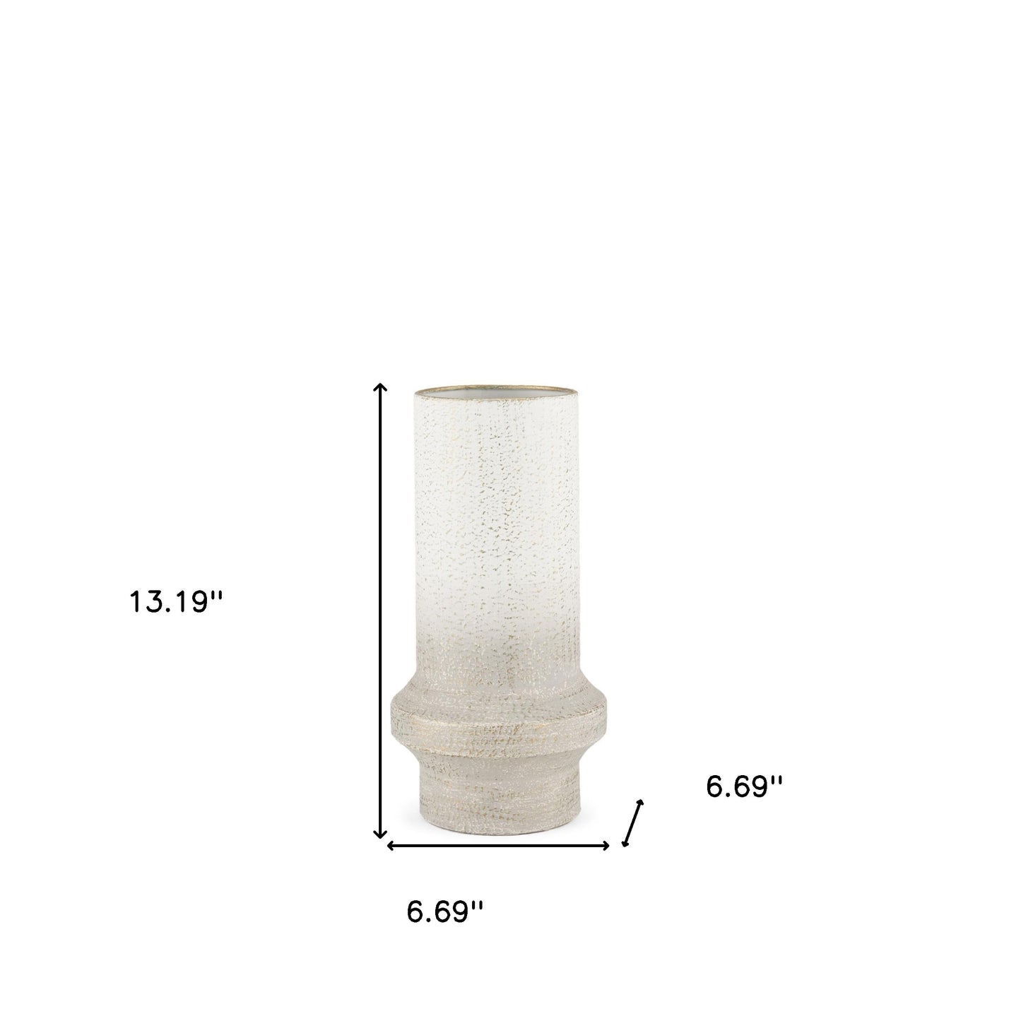13" Beige Cylinder Metal Table Vase - Loft&Timber