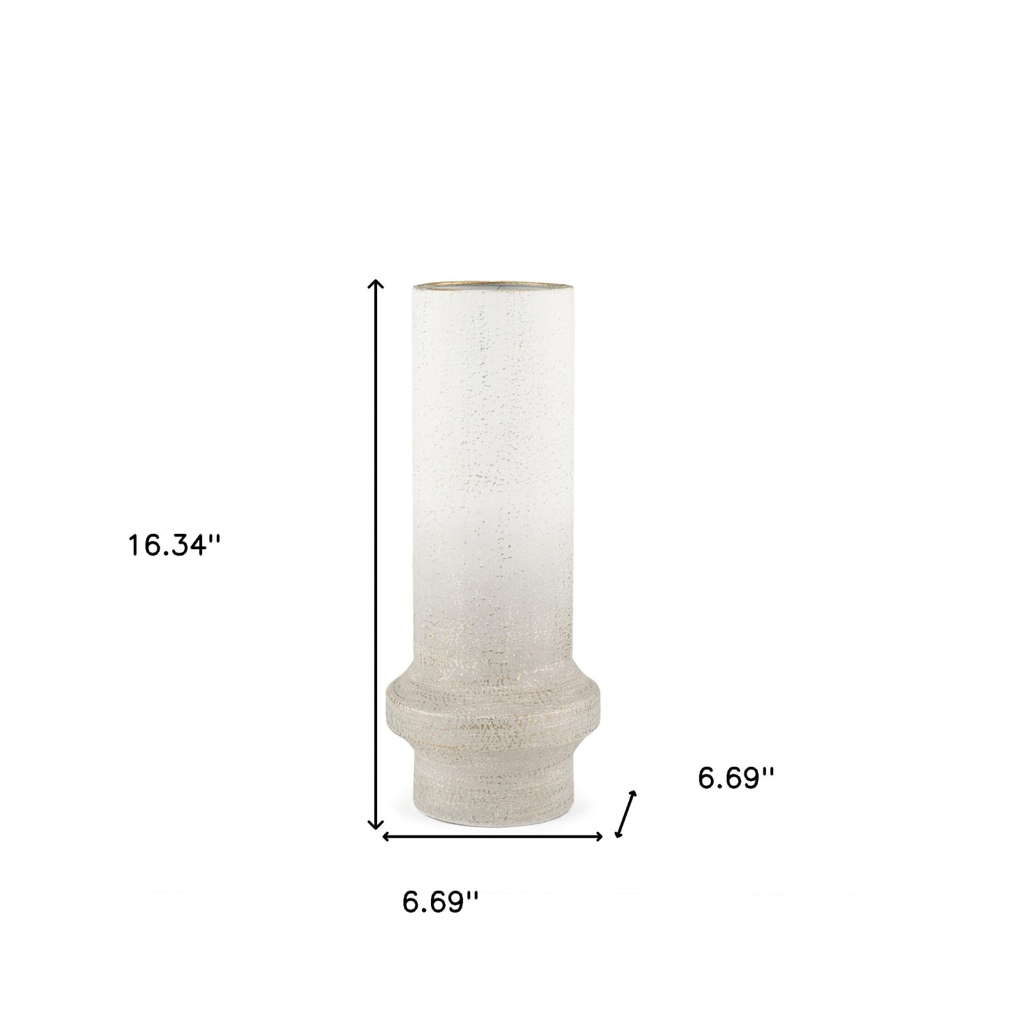 16" White Cylinder Metal Table Vase - Loft&Timber
