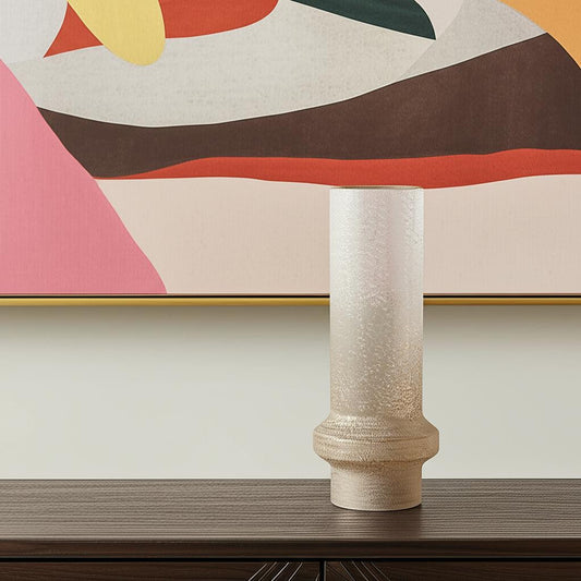 16" White Cylinder Metal Table Vase - Loft&Timber