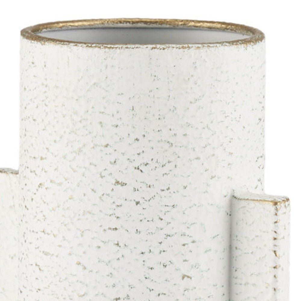 13" White Trumpet Metal Table Vase - Loft&Timber