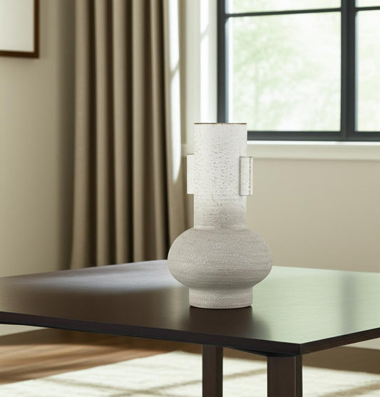 13" White Trumpet Metal Table Vase - Loft&Timber