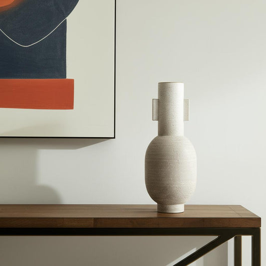 16" White Trumpet Metal Table Vase - Loft&Timber