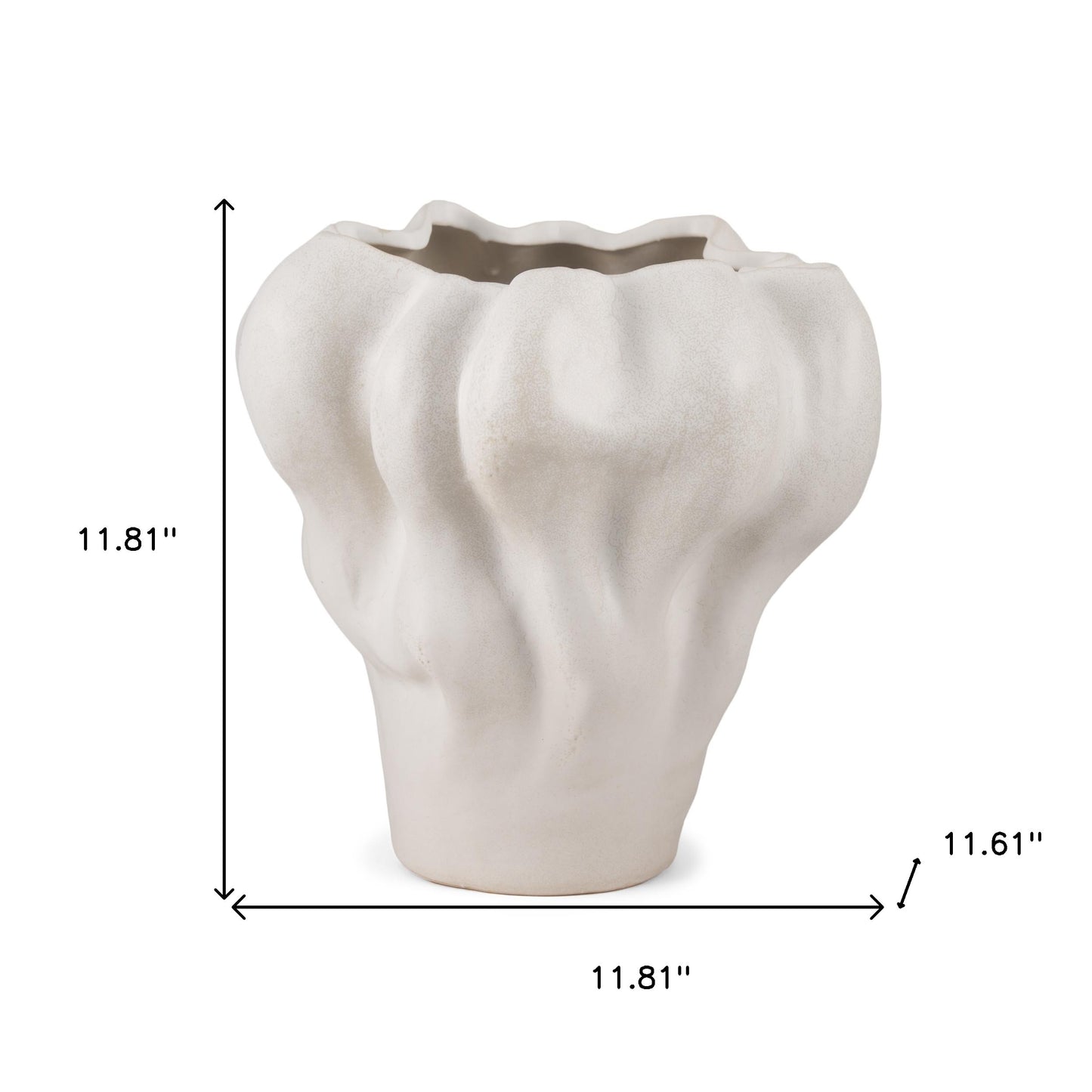 12" Cream Ceramic Table Vase - Loft&Timber