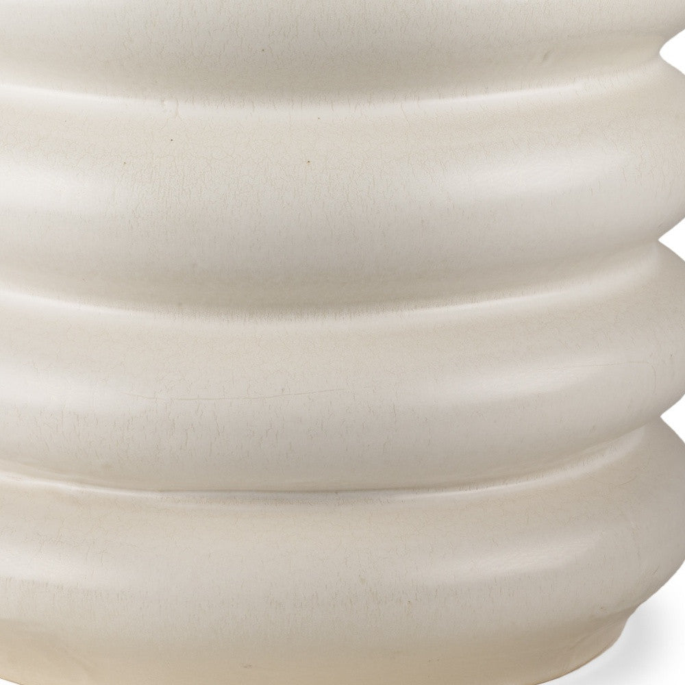 14" Cream Cylinder Ceramic Table Vase - Loft&Timber