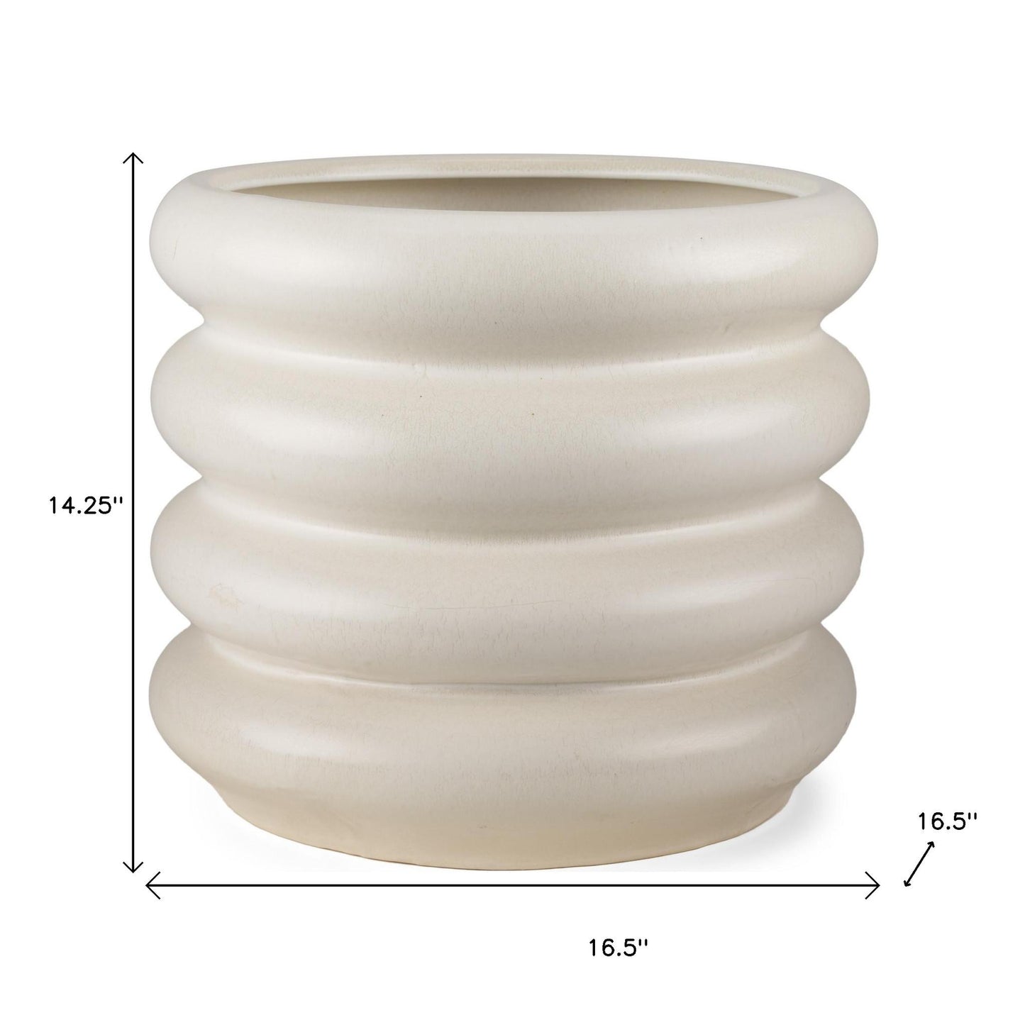 14" Cream Cylinder Ceramic Table Vase - Loft&Timber