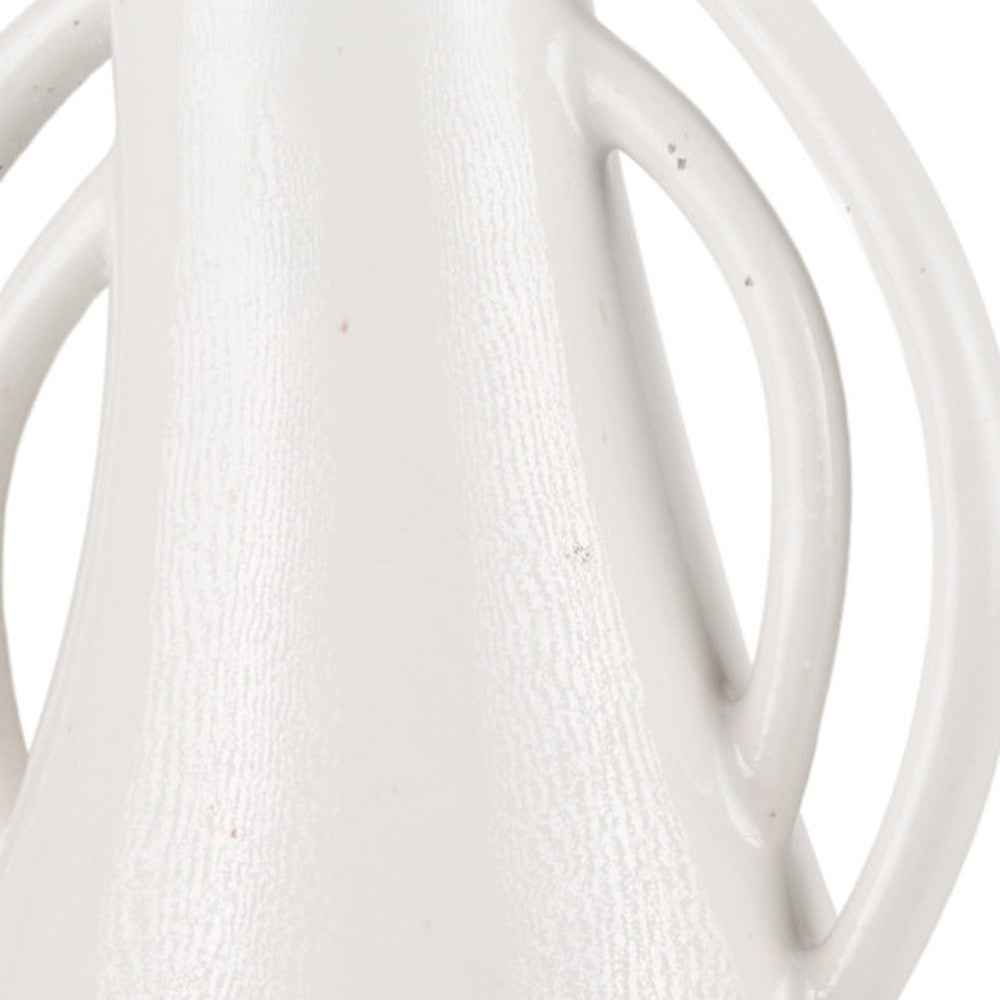 14" White Amphora Ceramic Table Vase - Loft&Timber