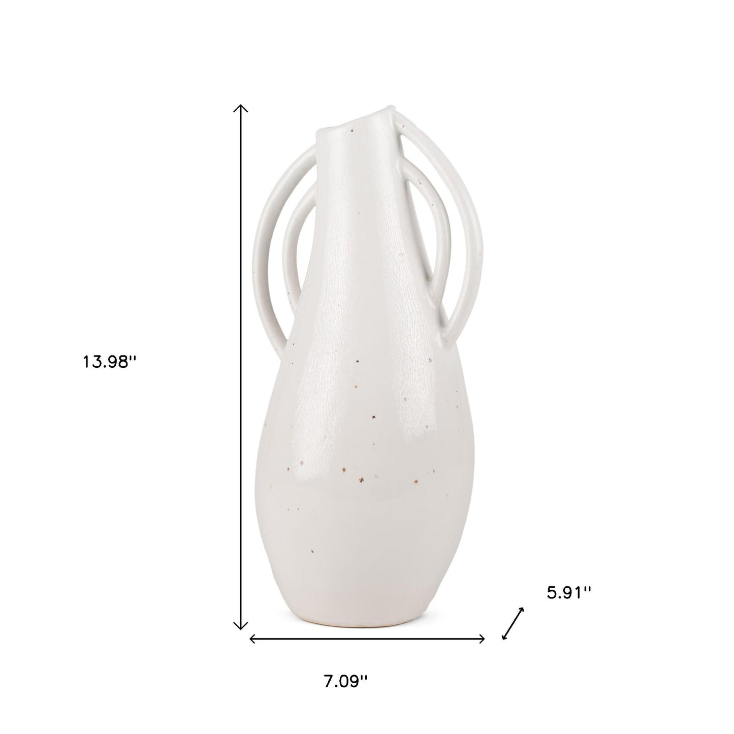 14" White Amphora Ceramic Table Vase - Loft&Timber