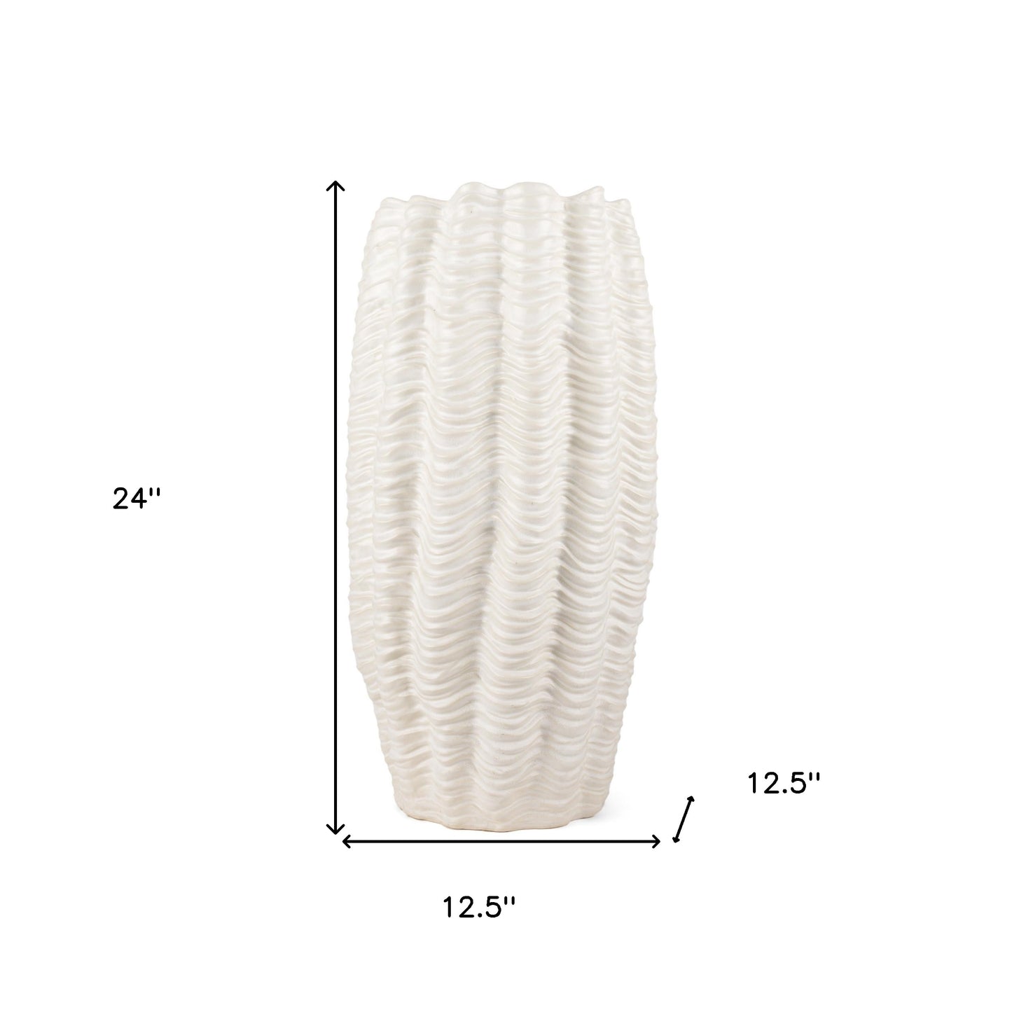24" Cream Cylinder Ceramic Table Vase - Loft&Timber