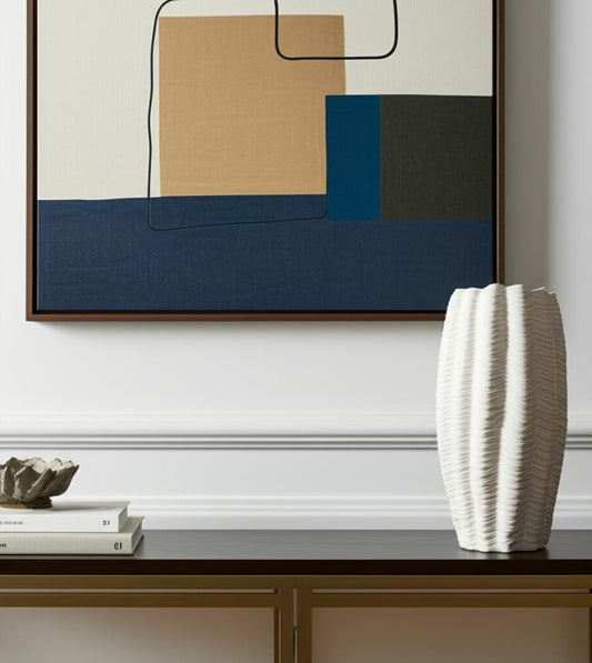 24" Cream Cylinder Ceramic Table Vase - Loft&Timber