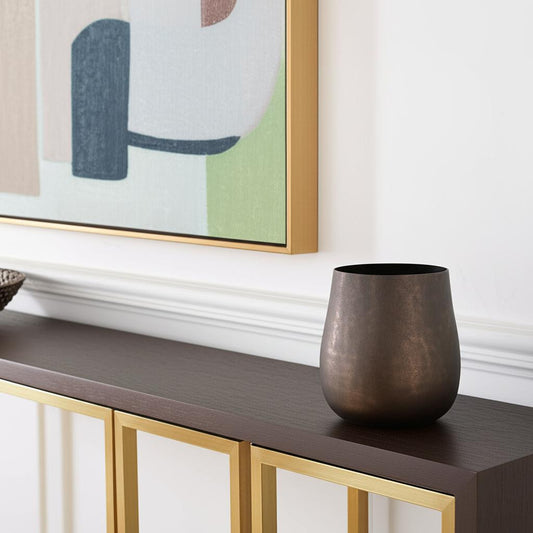 9" Gold Cylinder Metal Table Vase - Loft&Timber