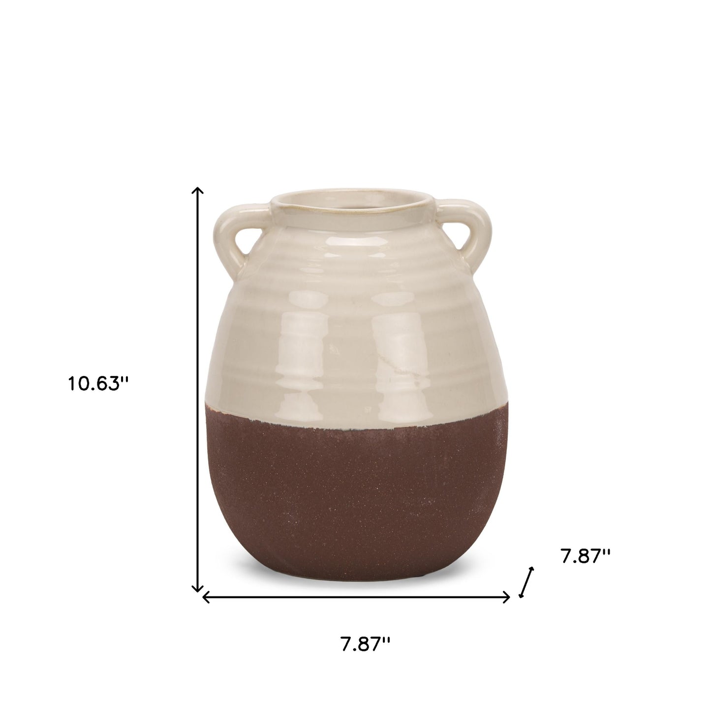11" Cream Amphora Ceramic Table Vase - Loft&Timber