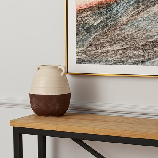 14" Brown Amphora Ceramic Table Vase - Loft&Timber