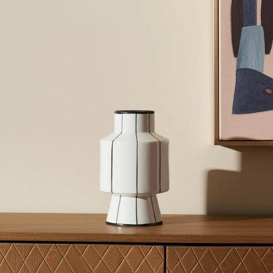 13" White Cylinder Ceramic Table Vase - Loft&Timber