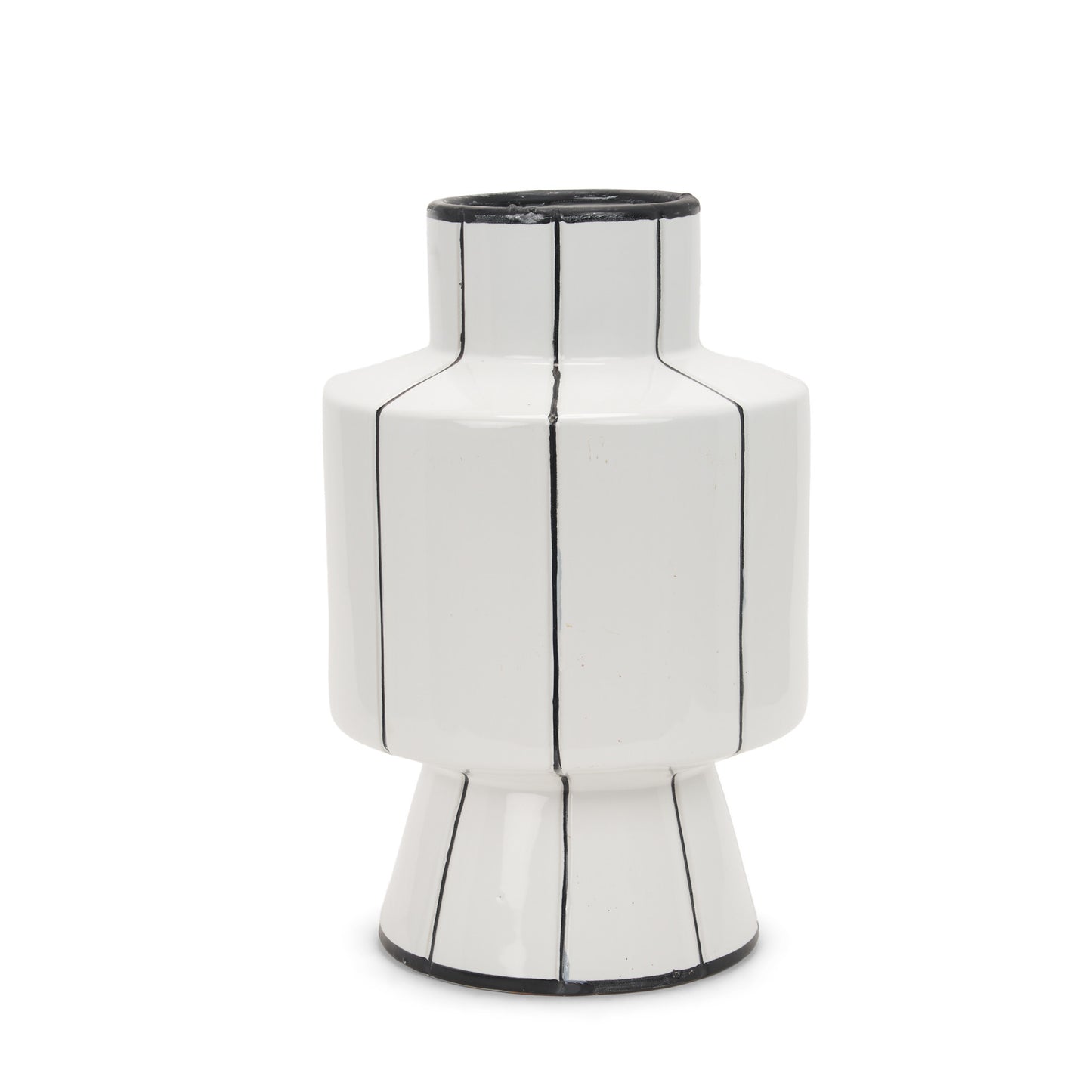 16" Black Cylinder Ceramic Table Vase - Loft&Timber
