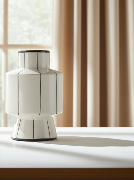 16" Black Cylinder Ceramic Table Vase - Loft&Timber