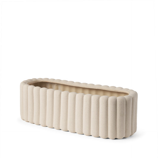 6" Beige Oval Ceramic Table Vase - Loft&Timber