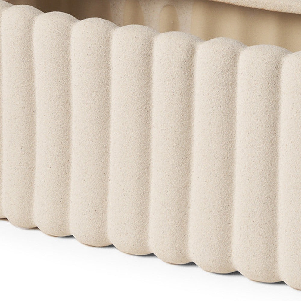 6" Beige Oval Ceramic Table Vase - Loft&Timber