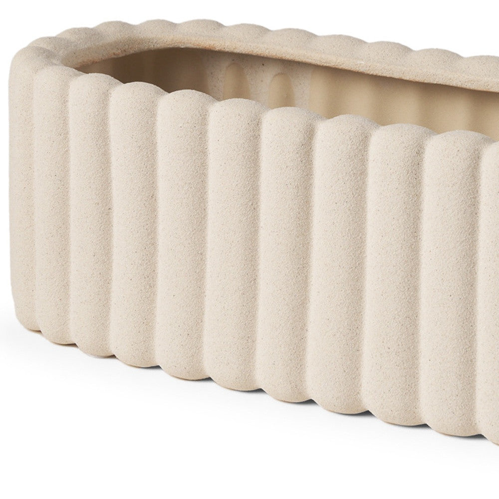 6" Beige Oval Ceramic Table Vase - Loft&Timber