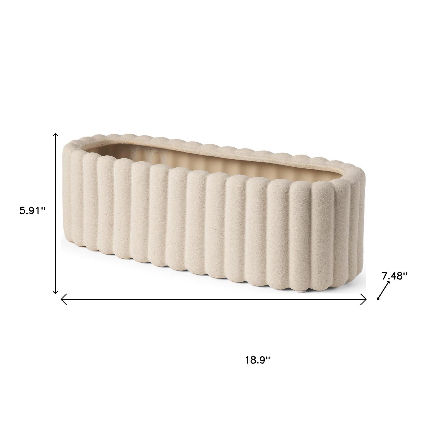 6" Beige Oval Ceramic Table Vase - Loft&Timber