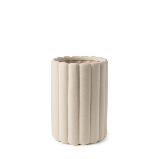 11" Beige Cylinder Ceramic Table Vase - Loft&Timber
