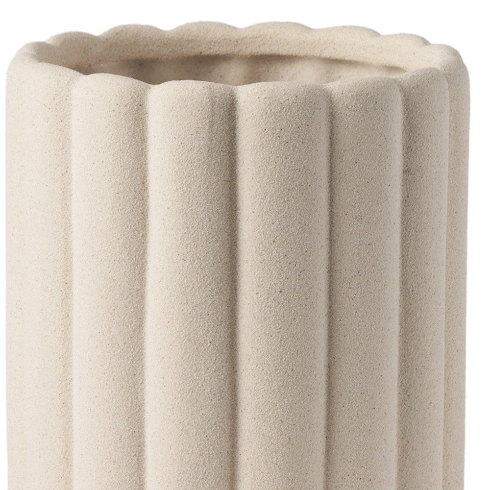 11" Beige Cylinder Ceramic Table Vase - Loft&Timber