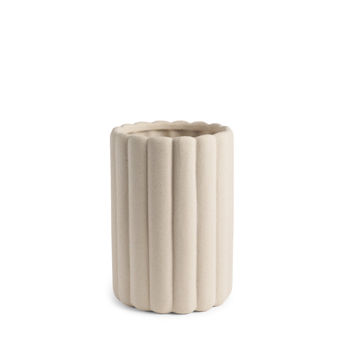 11" Beige Cylinder Ceramic Table Vase - Loft&Timber
