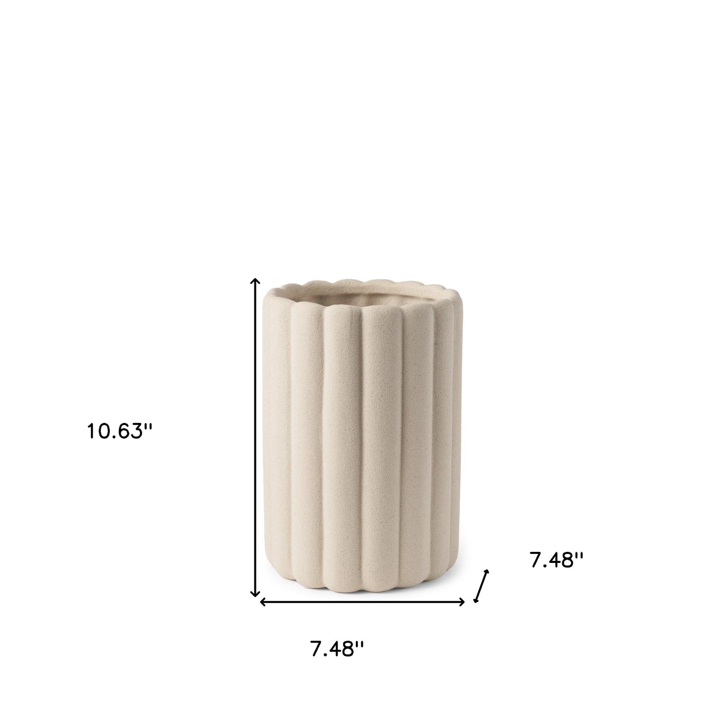 11" Beige Cylinder Ceramic Table Vase - Loft&Timber
