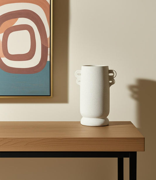 10" White Cylinder Ceramic Table Vase - Loft&Timber